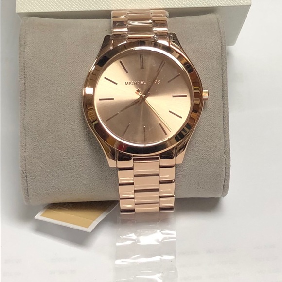 Michael Kors Slim Runway Rose Gold Dial Rose Gold Steel Strap Watch for Women - MK4658